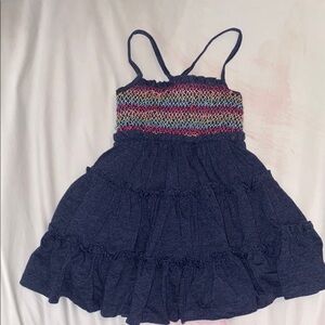 Savanah Navy Blue Kids Dress with Colorful Smocked Bodice Size 24 months Used